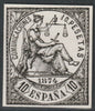 Spain 1874 Figure of Justice 10p twice stamp-size Photographic print from Sperati's own negative with BPA handstamp on back, superb reference