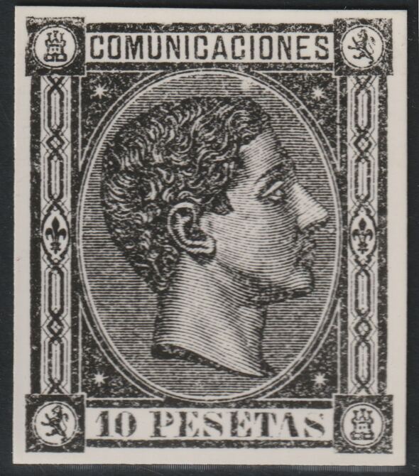 Spain 1875 King Alfonso 10p twice stamp-size Photographic print from Sperati's own negative with BPA handstamp on back, superb reference