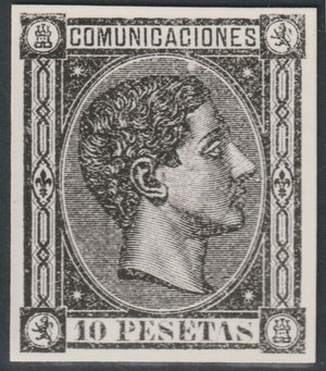 Spain 1875 King Alfonso 10p twice stamp-size Photographic print from Sperati's own negative with BPA handstamp on back, superb reference