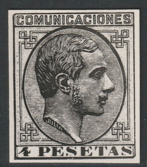 Spain 1878 King Alfonso 4p twice stamp-size Photographic print from Sperati's own negative with BPA handstamp on back, superb reference