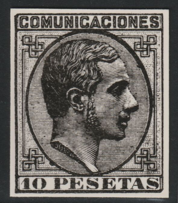 Spain 1878 King Alfonso 10p twice stamp-size Photographic print from Sperati's own negative with BPA handstamp on back, superb reference