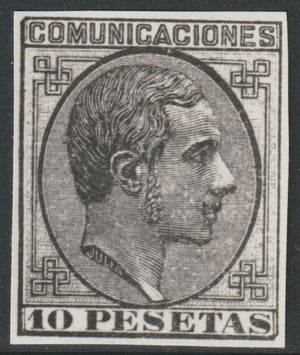 Spain 1878 King Alfonso 10p twice stamp-size Photographic print from Sperati's own negative without handstamp on back, superb reference