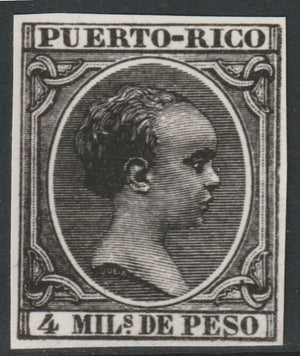 Puerto Rico 1890 King Alfonso 4m twice stamp-size Photographic print from Sperati's own negative without handstamp on back, superb reference