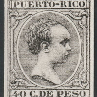 Puerto Rico 1890 King Alfonso 40c twice stamp-size Photographic print from Sperati's own negative with BPA handstamp on back, superb reference