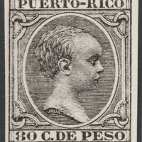 Puerto Rico 1890 King Alfonso 80c twice stamp-size Photographic print from Sperati's own negative with BPA handstamp on back, superb reference