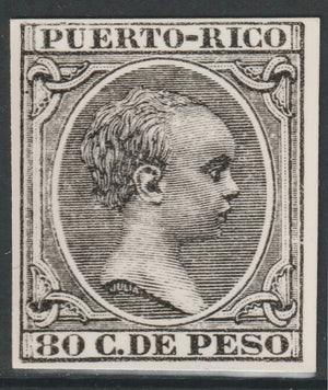 Puerto Rico 1890 King Alfonso 80c twice stamp-size Photographic print from Sperati's own negative with BPA handstamp on back, superb reference