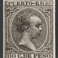 Puerto Rico 1891 King Alfonso 80c twice stamp-size Photographic print from Sperati's own negative with BPA handstamp on back, superb reference
