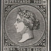 Fernando Poo 1868 Queen Isabella 20c twice stamp-size Photographic print from Sperati's own negative without handstamp on back, superb reference