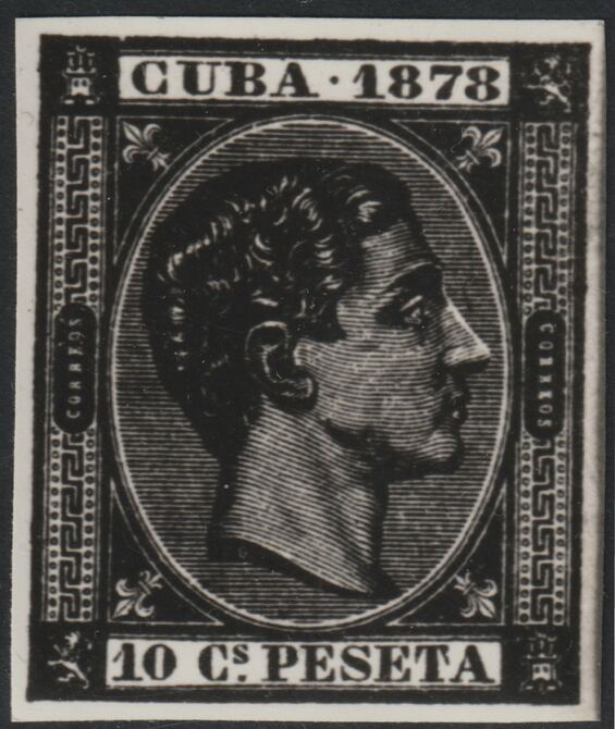 Cuba 1878 King Alfonso 10c twice stamp-size Photographic print from Sperati's own negative without handstamp on back, superb reference