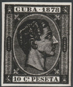 Cuba 1878 King Alfonso 10c twice stamp-size Photographic print from Sperati's own negative without handstamp on back, superb reference
