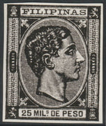 Philippines 1878-9 King Alfonso 25m twice stamp-size Photographic print from Sperati's own negative without handstamp on back, superb reference
