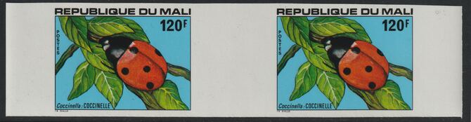 Mali 1978 Insects 120f Ladybird imperf inter-paneau gutter pair unmounted mint as SG650