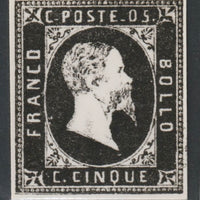 Sardinia 1851 King Victor Emmanuel 5c twice stamp-size Photographic print from Sperati's own negative with BPA handstamp on back, superb reference