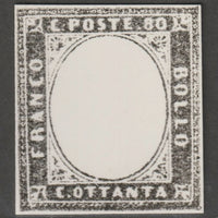 Italy 1851 King Victor Emmanuel 80c twice stamp-size Photographic print from Sperati's own negative with BPA handstamp on back, superb reference