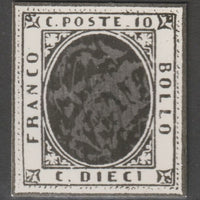 Italy 1851 King Victor Emmanuel 10c with mottled oval, twice stamp-size Photographic print from Sperati's own negative with BPA handstamp on back, superb reference