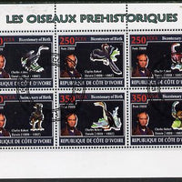 Ivory Coast 2009 Charles Darwin - Prehistoric Birds perf sheetlet containing 6 values fine cto used