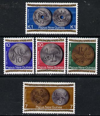 Papua New Guinea 1975 New Coinage set of 5 unmounted mint, SG 281-85