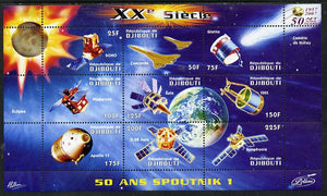 Djibouti 2009 50th Anniversary of Sputnik #02 perf sheetlet containing 9 values unmounted mint