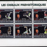 Ivory Coast 2009 Charles Darwin - Prehistoric Birds perf sheetlet containing 6 values unmounted mint