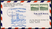 Newfoundland 1946 Pan American Airways First Clipper Air Mail Flight cover to Austria with special 'Gander to Vienna' Illustrated Cachet and bearing 2 x 20c (Cape Race & Beacon) adhesives (SG 286)