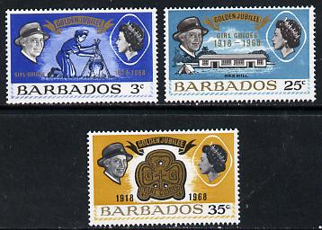 Barbados 1968 Girl Guides Anniversary set of 3 unmounted mint, SG 375-77
