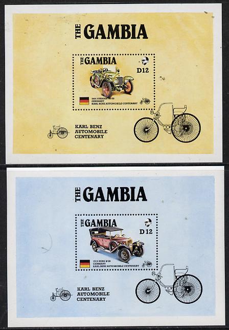 Gambia 1987 Ameripex set of 2 m/sheets (Benz & Steiger Cars) unmounted mint SG MS 658