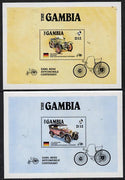 Gambia 1987 Ameripex set of 2 m/sheets (Benz & Steiger Cars) unmounted mint SG MS 658