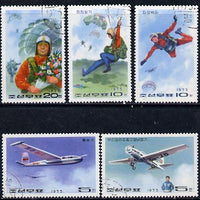 North Korea 1975 National Defence perf set of 5 (Aircraft & Parachutes) fine cto used SG N1440-44