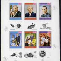 Yemen - Royalist 1969 Moon Landing imperf sheetlet containing 6 values showing the three Astronauts & their families unmounted mint