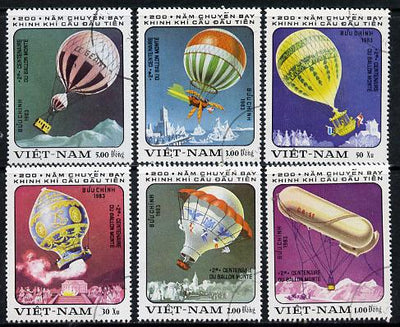 Vietnam 1983 Bicentenary of Manned Flight (Balloons) cto used short set of 6, SG 544-49