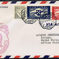 Portugal 1941 Pan American Airways First Clipper Air Mail Flight cover to Portuguese West Africa with special 'Lisbon to Bolama' Illustrated Cachet