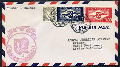 Portugal 1941 Pan American Airways First Clipper Air Mail Flight cover to Portuguese West Africa with special 'Lisbon to Bolama' Illustrated Cachet