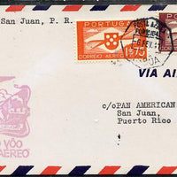 Portugal 1941 Pan American Airways First Clipper Air Mail Flight cover to Puerto Rico with special 'Lisbon to San Juan' Illustrated Cachet