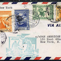 Portugal 1941 Pan American Airways First Clipper Air Mail Flight cover to USA with special 'Bolama to New York' Illustrated Cachet (Statue of Liberty)