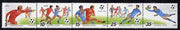 Russia 1990 Football World Cup se-tenant strip of 5 unmounted mint, SG 6144-48, Mi 6088-92