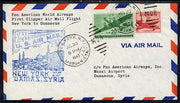 United States 1946 Pan American Airways First Clipper Air Mail Flight cover to Syria (Damascus) with special illustrated Cachet and bearing 20c & 5c Airmail adhesives