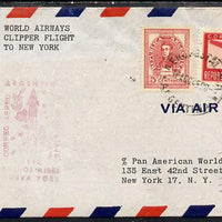 Argentine Republic 1946 Pan American Airways First Clipper Air Mail Flight cover Buenos Aires to New York with special illustrated Cachet