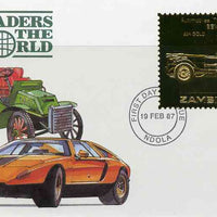 Zambia 1987 Classic Cars 1k50 Bentley in 22k gold foil on cover with first day of issue cancel, limited edition and very elusive