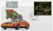 Zambia 1987 Classic Cars 1k50 Hispano-Suiza in 22k gold foil on cover with first day of issue cancel, limited edition and very elusive