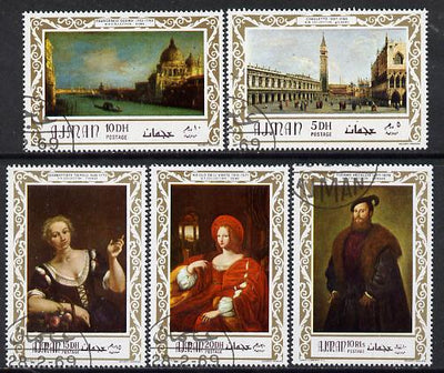 Ajman 1969 Italian Old Masters set of 5 cto used, Mi 419-23