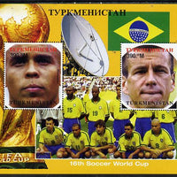 Turkmenistan 1998 Football World Cup - Brazilian Team perf sheetlet containing 2 values unmounted mint. Note this item is privately produced and is offered purely on its thematic appeal