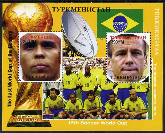 Turkmenistan 1998 Football World Cup - Brazilian Team perf sheetlet containing 2 values unmounted mint. Note this item is privately produced and is offered purely on its thematic appeal
