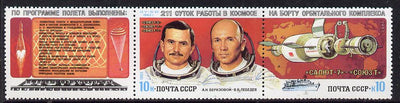 Russia 1983 Berezovoi & Lebedev 211 Days in Space set of 2 plus label unmounted mint, SG 5320-21, Mi 5267-68