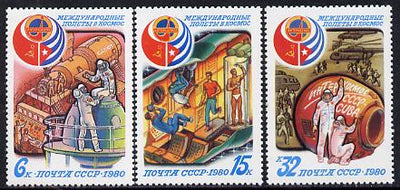 Russia 1980 Soviet-Cuban Space Flight set of 3 unmounted mint, SG 5035-37, Mi 4994-96*