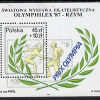 Poland 1987 Olymphilex 87 (Olympic Stamp Exhibition) m/sheet (Fencing) unmounted mint SG MS 3125, Mi BL 104