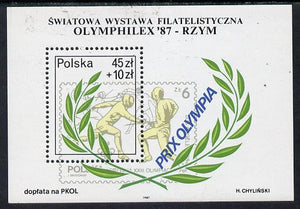 Poland 1987 Olymphilex 87 (Olympic Stamp Exhibition) m/sheet (Fencing) unmounted mint SG MS 3125, Mi BL 104