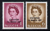 St Lucia 1967 unissued 1c & 6c with Statehood overprint in black unmounted mint