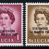 St Lucia 1967 unissued 1c & 6c with Statehood overprint in black unmounted mint