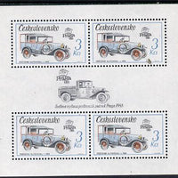 Czechoslovakia 1987 'Praga 88' 3kcs Mail van in sheetlet of 4 with decorative gutter unmounted mint (as SG 2881)