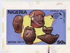 Nigeria 1985 World Tourism Day - original hand-painted artwork for 50k value (Nigerian Crafts) by NSP&MCo Staff Artist Mrs A O Adeyeye on card 8.5" x 5" reverse endorsed B4 & "Selected"